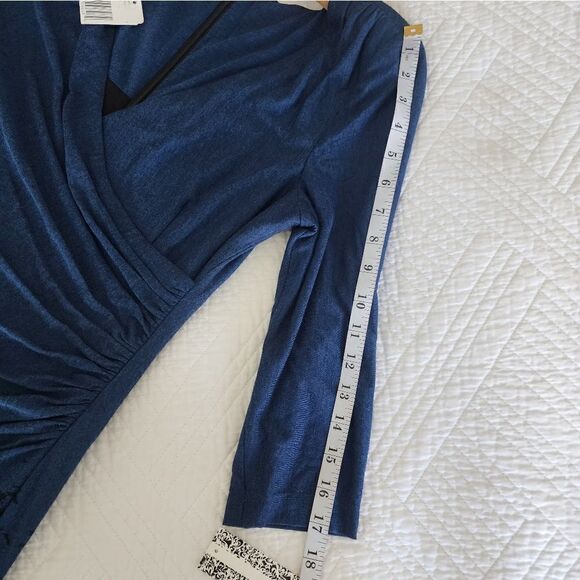 Kay Unger faux wrap ruched side and back midi dress - Picture 11 of 15